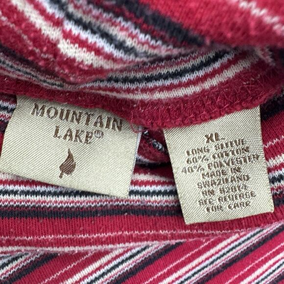 Mountain Lake XL Red Striped Mock Neck Top Long Sleeve Cotton Blend Pullover - Picture 5 of 5